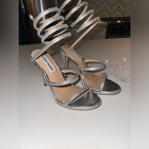 STEVE MADDEN EXOTICA SILVER STILETTO SANDAL - Picture 6 of 16